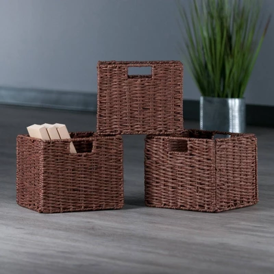 3pc Tessa Woven Rope 3 Small Basket Set Walnut - Winsome 7 3pc Tessa Woven Rope 3 Small Basket Set Walnut - Winsome - Image 5