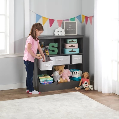 Badger Basket Combo Bin Storage Unit With 3 Baskets Charcoal 4 Badger Basket Combo Bin Storage Unit With 3 Baskets Charcoal - Image 2