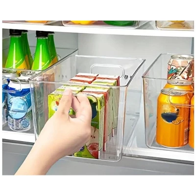 MPM 4 Packs Transparent Plastic Bins Storage Box, Deep Plastic Bins, Great Organization For Home Storage, Kitchen Cabine 7 MPM 4 Packs Transparent Plastic Bins Storage Box, Deep Plastic Bins, Great Organization For Home Storage, Kitchen Cabine - Image 5