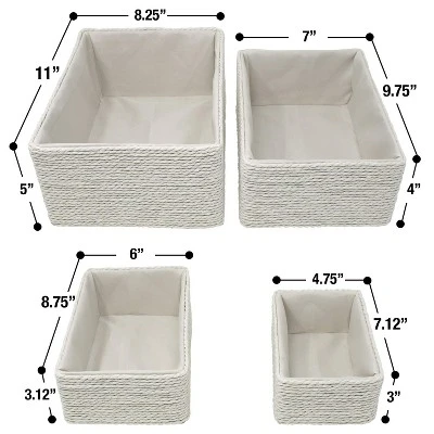 Sorbus Woven Storage Basket - 4-Piece Set 4 Sorbus Woven Storage Basket - 4-Piece Set - Image 2
