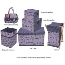 Bacati - Woodlands Gray/Beige Neutral Cotton Storage Box Large -Baxton Studio Store GUEST a73ea471 63e6 42c0 ace4 ce6ba8519758