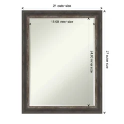 Amanti Art Bark Rustic Char Narrow Petite Bevel Bathroom Wall Mirror 27.5 X 21.5 In. -Baxton Studio Store GUEST a80dcb24 83ac 4a53 9939 73ca164d2484