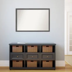 38" X 26" Non-Beveled Pinstripe Plank Gray Thin Bathroom Wall Mirror - Amanti Art -Baxton Studio Store GUEST a867fe96 2e8b 44eb 836b a52d6bd26c59