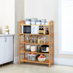 Costway 5-Tier Bamboo Shoe Rack FreeStanding Shoe Shelf Entryway Shoe Storage Organizer -Baxton Studio Store GUEST a8e4cb19 e42e 4342 8c8f fae9f40361d7