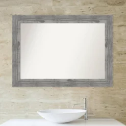 42" X 30" Non-Beveled Bridge Wood Bathroom Wall Mirror Gray - Amanti Art -Baxton Studio Store GUEST a931e4f9 05b7 43c0 b60f 2c4af21144b1