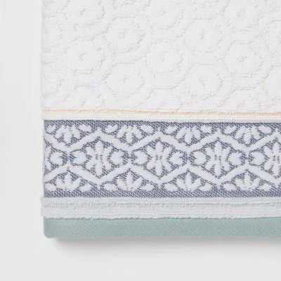 Pattern Filled Stripe Towel Blue - Threshold 4 Pattern Filled Stripe Towel Blue - Threshold - Image 2