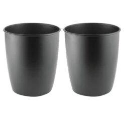MDesign Round Metal Trash Can Wastebasket, Garbage Container, 2 Pack -Baxton Studio Store GUEST a9c38f77 a717 4391 833a c93d204a3c7f