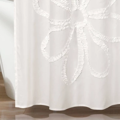 Single Ruffle Flower Shower Curtain - Lush Décor 5 Single Ruffle Flower Shower Curtain - Lush Décor - Image 3