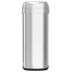 ITouchless Open Top Trash Can With Dual AbsorbX Odor Filters 16 Gallon Elliptical Silver Stainless Steel -Baxton Studio Store GUEST aa941129 0fb7 4f5f a86a a0fd6b76f067