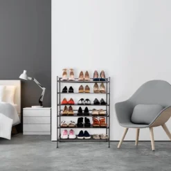 Seville Classics 2pk 3 Tier Stackable Resin Slat Shoe Racks Espresso -Baxton Studio Store GUEST ab06f6a9 3dac 4804 83a2 998546bb3277