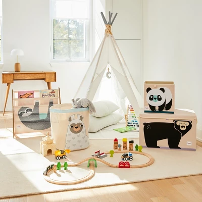 3 Sprouts Foldable Fabric Storage Cube Box Soft Toy Bin & Canvas Storage Bin Laundry And Toy Basket For Baby And Kids, Panda Bear Design 4 3 Sprouts Foldable Fabric Storage Cube Box Soft Toy Bin & Canvas Storage Bin Laundry And Toy Basket For Baby And Kids, Panda Bear Design - Image 2
