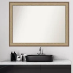 43" X 32" Non-Beveled Elegant Bathroom Wall Mirror Brushed Bronze - Amanti Art 17 43" X 32" Non-Beveled Elegant Bathroom Wall Mirror Brushed Bronze - Amanti Art -Baxton Studio Store GUEST abe0396c 8eff 4018 a34a d269220e361a
