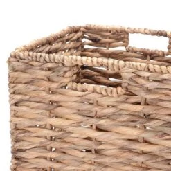 Set Of 2 Handmade Wicker Baskets - 12-Inch Square Foldable Storage Bins With Handles - Made Of Hand-Twisted Water Hyacinth By Villacera (Natural) -Baxton Studio Store GUEST ac063573 3463 49b2 a52c 6165a5c8717e