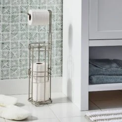 4 Roll Reserve Plus Freestanding Toilet Tissue Holder Silver - Thresholdâ˘