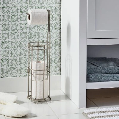 4 Roll Reserve Plus Freestanding Toilet Tissue Holder Silver - Threshold™ 3 4 Roll Reserve Plus Freestanding Toilet Tissue Holder Silver - Threshold™