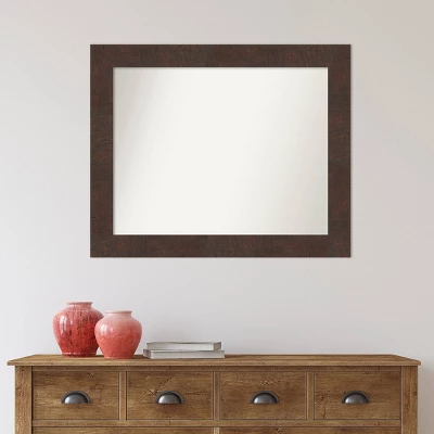 33" X 27" Non-Beveled Wildwood Brown Bathroom Wall Mirror - Amanti Art 7 33" X 27" Non-Beveled Wildwood Brown Bathroom Wall Mirror - Amanti Art - Image 5