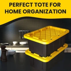 Juggernaut Storage Multipurpose 5 Gallon Lockable Plastic Storage Tote With Secure Snap Fitting Lid For Home Organization, Black/Yellow (Set Of 2) 8 Juggernaut Storage Multipurpose 5 Gallon Lockable Plastic Storage Tote With Secure Snap Fitting Lid For Home Organization, Black/Yellow (Set Of 2) -Baxton Studio Store GUEST ae420a58 2829 4f90 b2b9 2bc6565462c3