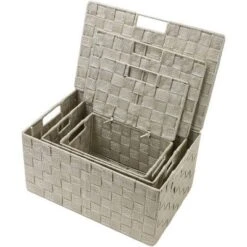 Sorbus Stackable Woven Tote Basket For Kitchen, Bathroom And More -Baxton Studio Store GUEST ae914355 c9de 47e3 bde8 750c462f364b