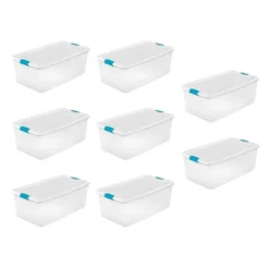Sterilite Storage System Solution With 106 Quart Clear Stackable Storage Box Organization Containers With White Latching Lid -Baxton Studio Store GUEST aef6139e 8e24 4669 917b a887d846d029
