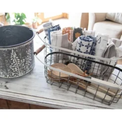 Set Of 2 Oblong Metal & Wood Handled Baskets - Foreside Home & Garden -Baxton Studio Store GUEST afccd961 e9ea 45dc bab8 a440bc269853