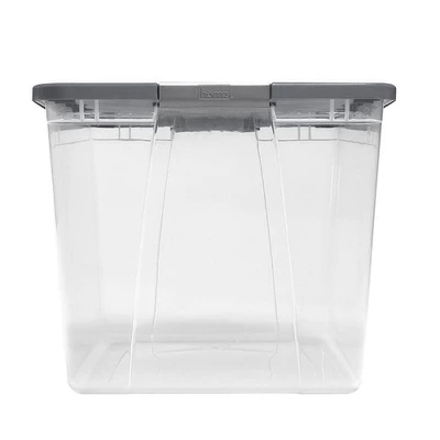 Homz 64-Quart Clear Plastic Stackable Storage Bin With Lid Container Box With Latching Handles For Home Garage Organization, Gray (2 Pack) 4 Homz 64-Quart Clear Plastic Stackable Storage Bin With Lid Container Box With Latching Handles For Home Garage Organization, Gray (2 Pack) - Image 2