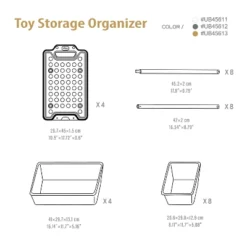 UNiPLAY Toy Organizer With Removable Storage Bins, Multi-Bin Organizer For Books, Building Blocks, School Materials, Toys With Baseplate Board Frame -Baxton Studio Store GUEST b0391858 7fc0 488e bf46 ae3fbdc7b73a
