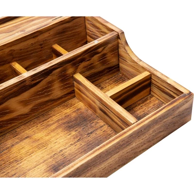 Mind Reader Nightstand Valet Tray, Phone Watch Holder, Bedroom Desk Organizer, Cosmetic Accessory Storage, Jewelry Box With 7 Compartments, Burnt Wood, Brown 6 Mind Reader Nightstand Valet Tray, Phone Watch Holder, Bedroom Desk Organizer, Cosmetic Accessory Storage, Jewelry Box With 7 Compartments, Burnt Wood, Brown - Image 4