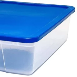Homz 28 Quart Snaplock Clear Plastic Storage Tote Container Bin With Secure Lid And Handles For Home And Office Organization, Blue (2 Pack) 9 Homz 28 Quart Snaplock Clear Plastic Storage Tote Container Bin With Secure Lid And Handles For Home And Office Organization, Blue (2 Pack) -Baxton Studio Store GUEST b17f4d4d 6d50 448c 8239 17b0bf02ccd7
