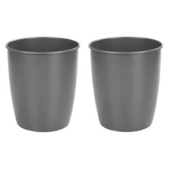 MDesign Round Metal Trash Can Wastebasket, Garbage Container, 2 Pack -Baxton Studio Store GUEST b2501b4d 1d38 423c b7c3 9dfe11da3127