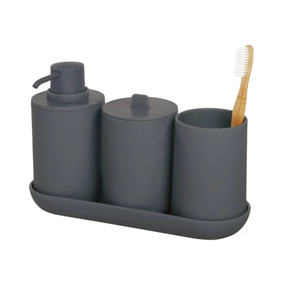 4pc Cade Bath Accessories Set Charcoal - IDESIGN 3 4pc Cade Bath Accessories Set Charcoal - IDESIGN
