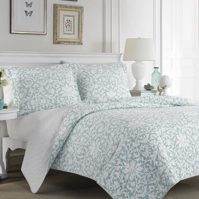 Mia Reversible Quilt Set Blue - Laura Ashley 3 Mia Reversible Quilt Set Blue - Laura Ashley
