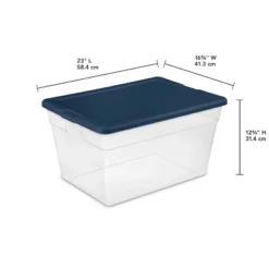 Sterilite Stackable 56 Quart Clear Home Storage Box With Handles And Marine Blue Lid For Efficient, Space Saving Storage And Organization (24 Pack) -Baxton Studio Store GUEST b63b3e5e 305b 4b1a a47b 2316e4933500