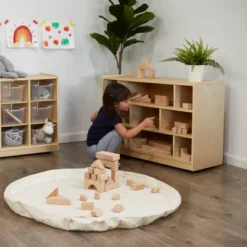 ECR4Kids Mobile Block Storage Cart, 38in, Classroom Furniture, Natural -Baxton Studio Store GUEST b661f421 fe50 4299 a043 140f9445715a