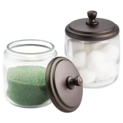 MDesign Glass Vanity Storage Organizer Apothecary Jar, 2 Pack -Baxton Studio Store GUEST b7adb853 c6ef 48dd b0a2 516d29681c19