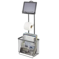 MDesign Metal Free Standing Toilet Paper Stand/Dispenser, Holds Tablet -Baxton Studio Store GUEST b817ea5d d804 41fd 915c c2fe0f2710b5
