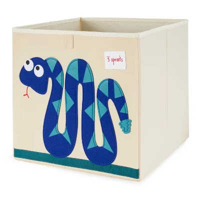 3 Sprouts Kids Childrens 13 Inch Square Felt Green Dragon Foldable Storage Cube Bin With Blue Snake Fabric Storage Cube Bin 4 3 Sprouts Kids Childrens 13 Inch Square Felt Green Dragon Foldable Storage Cube Bin With Blue Snake Fabric Storage Cube Bin - Image 2