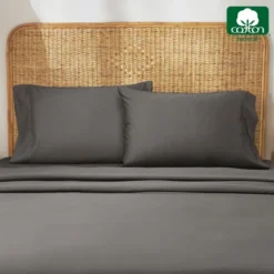 100% Organic Cotton Pillowcase Set - 300 Thread Count Percale, GOTS Certified - California Design Den