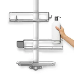 Simplehuman Adjustable Shower Caddy Large Plus Stainless Steel/Anodized Aluminum -Baxton Studio Store GUEST b999010b 7009 40f0 8d28 1d9730b07568