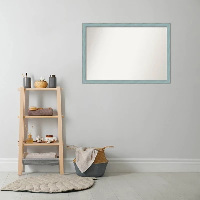 38" X 26" Non-Beveled Sky Blue Rustic Wood Bathroom Wall Mirror - Amanti Art 6 38" X 26" Non-Beveled Sky Blue Rustic Wood Bathroom Wall Mirror - Amanti Art - Image 4