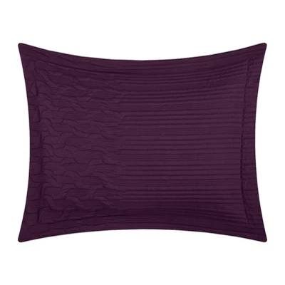 Chic Home Jazmine 7 Piece Comforter Set Embossed Embroidered Quilted Geometric Vine Pattern - Sheets Pillowcases Shams Included Plum 4 Chic Home Jazmine 7 Piece Comforter Set Embossed Embroidered Quilted Geometric Vine Pattern - Sheets Pillowcases Shams Included Plum - Image 2