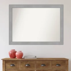 42" X 31" Non-Beveled Vista Brushed Nickel Bathroom Wall Mirror - Amanti Art -Baxton Studio Store GUEST bd712a77 f00d 4f85 9239 7c5d1488a185