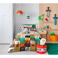 Saturday Park Minecraft Iconic 100% Organic Cotton Duvet Cover & Sham Set 13 Saturday Park Minecraft Iconic 100% Organic Cotton Duvet Cover & Sham Set -Baxton Studio Store GUEST bd8868bc 6286 4148 af94 a7a1095f6378