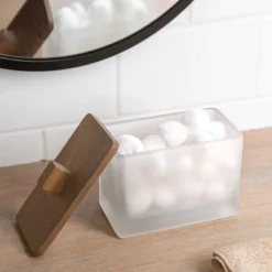 Frosty Glass Cotton Ball Jar White - Allure Home Creations -Baxton Studio Store GUEST bea4e9c5 c661 47f2 9b31 039cf3fd282f
