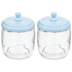MDesign Glass Vanity Storage Organizer Apothecary Jar, 2 Pack -Baxton Studio Store GUEST bf3db420 9c27 44a8 8b4c 7805f5437908