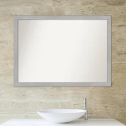 41" X 30" Non-Beveled Vista Brushed Nickel Narrow Bathroom Wall Mirror - Amanti Art -Baxton Studio Store GUEST bf5f303b 50f9 4ab1 9fdf eafa692fd71b