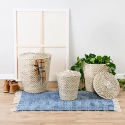 Honey-Can-Do Set Of 3 Nesting Seagrass Snake Charmer's Baskets Natural 11 Honey-Can-Do Set Of 3 Nesting Seagrass Snake Charmer's Baskets Natural -Baxton Studio Store GUEST bf650721 4cec 45dc a55b 96bd4cebf063