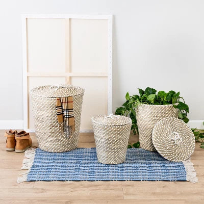 Honey-Can-Do Set Of 3 Nesting Seagrass Snake Charmer's Baskets Natural 7 Honey-Can-Do Set Of 3 Nesting Seagrass Snake Charmer's Baskets Natural - Image 5