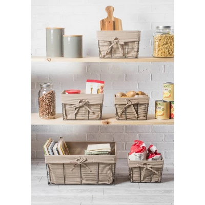 Design Imports Set Of 5 Vintage Gray Wire Liner Baskets Taupe 5 Design Imports Set Of 5 Vintage Gray Wire Liner Baskets Taupe - Image 3