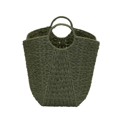 Household Essentials Tall Scoop Basket Paper Rope Olive 6 Household Essentials Tall Scoop Basket Paper Rope Olive - Image 4