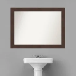 43" X 32" Non-Beveled Wildwood Brown Bathroom Wall Mirror - Amanti Art -Baxton Studio Store GUEST c0595532 c533 4d50 947e 27850a03440a